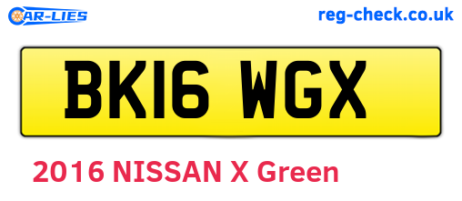 BK16WGX are the vehicle registration plates.