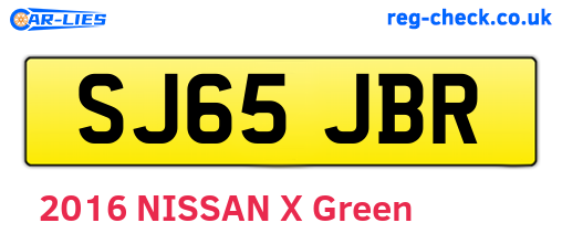 SJ65JBR are the vehicle registration plates.