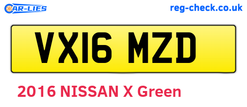 VX16MZD are the vehicle registration plates.