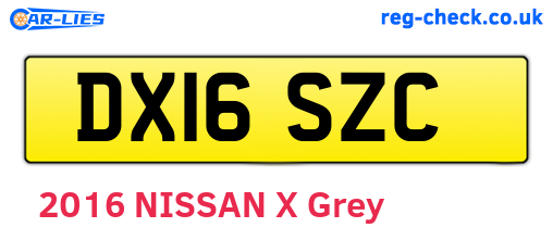 DX16SZC are the vehicle registration plates.