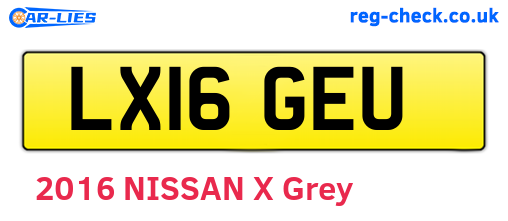 LX16GEU are the vehicle registration plates.