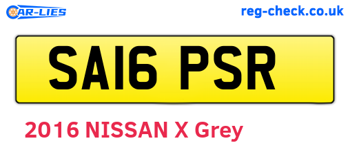 SA16PSR are the vehicle registration plates.