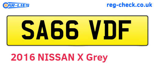 SA66VDF are the vehicle registration plates.