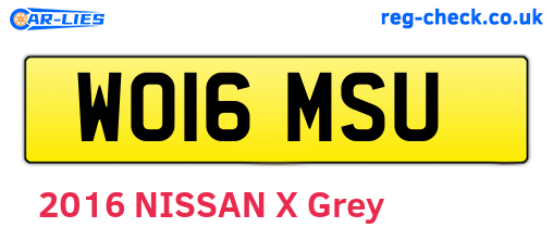 WO16MSU are the vehicle registration plates.
