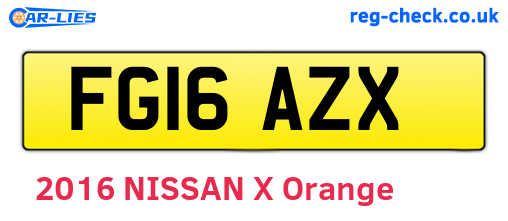 FG16AZX are the vehicle registration plates.