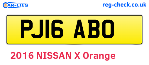 PJ16ABO are the vehicle registration plates.