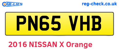 PN65VHB are the vehicle registration plates.