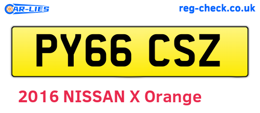 PY66CSZ are the vehicle registration plates.