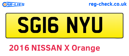 SG16NYU are the vehicle registration plates.