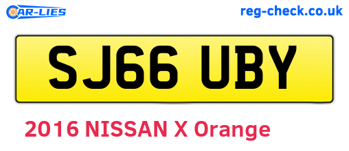 SJ66UBY are the vehicle registration plates.