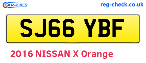 SJ66YBF are the vehicle registration plates.