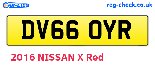 DV66OYR are the vehicle registration plates.