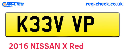 K33VVP are the vehicle registration plates.
