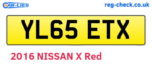 YL65ETX are the vehicle registration plates.