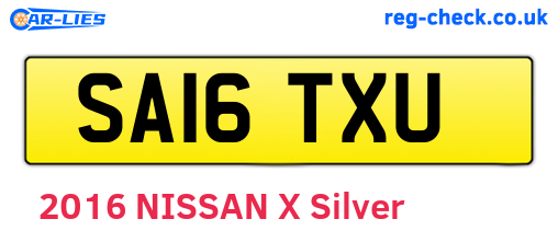 SA16TXU are the vehicle registration plates.