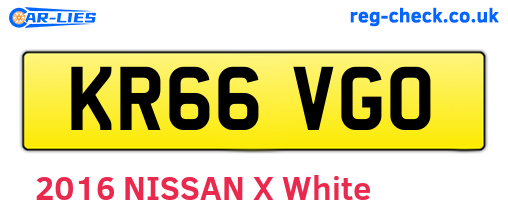 KR66VGO are the vehicle registration plates.
