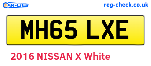MH65LXE are the vehicle registration plates.
