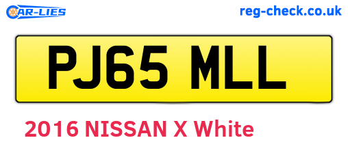 PJ65MLL are the vehicle registration plates.