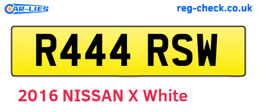 R444RSW are the vehicle registration plates.