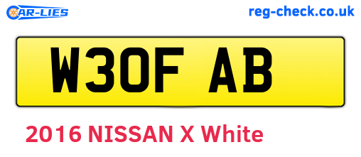 W30FAB are the vehicle registration plates.
