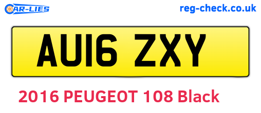AU16ZXY are the vehicle registration plates.