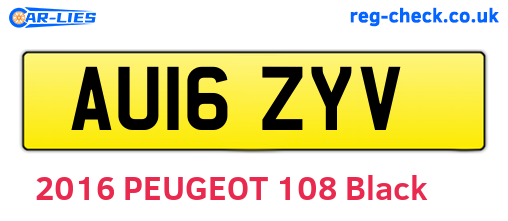 AU16ZYV are the vehicle registration plates.