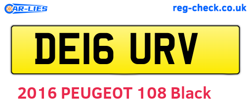 DE16URV are the vehicle registration plates.