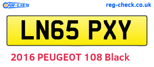 LN65PXY are the vehicle registration plates.