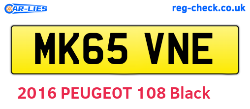 MK65VNE are the vehicle registration plates.