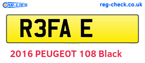 R3FAE are the vehicle registration plates.