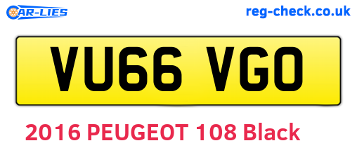 VU66VGO are the vehicle registration plates.