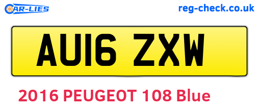 AU16ZXW are the vehicle registration plates.