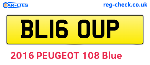 BL16OUP are the vehicle registration plates.