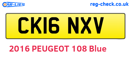 CK16NXV are the vehicle registration plates.