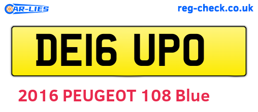 DE16UPO are the vehicle registration plates.
