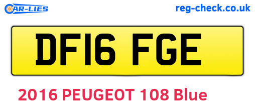 DF16FGE are the vehicle registration plates.