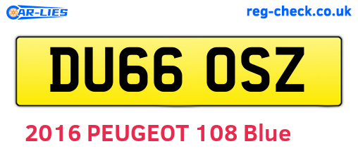 DU66OSZ are the vehicle registration plates.