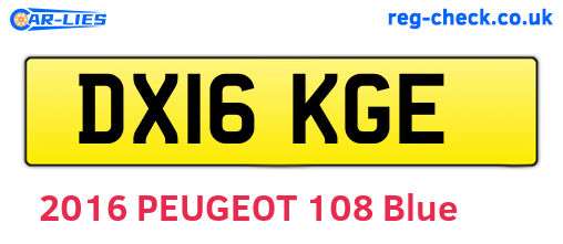 DX16KGE are the vehicle registration plates.