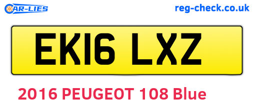 EK16LXZ are the vehicle registration plates.