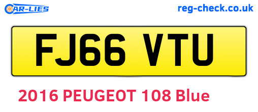 FJ66VTU are the vehicle registration plates.