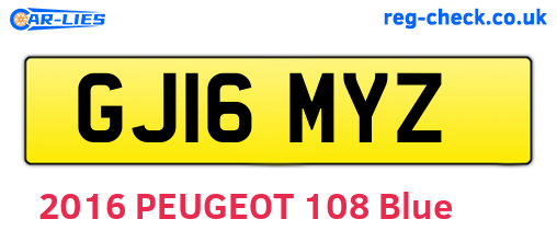GJ16MYZ are the vehicle registration plates.