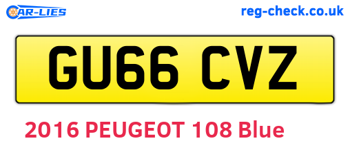 GU66CVZ are the vehicle registration plates.