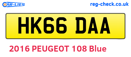 HK66DAA are the vehicle registration plates.