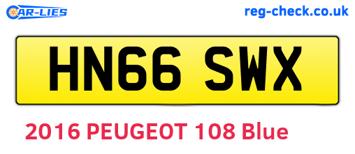 HN66SWX are the vehicle registration plates.