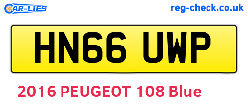 HN66UWP are the vehicle registration plates.