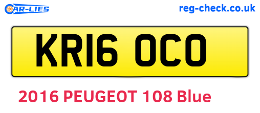 KR16OCO are the vehicle registration plates.