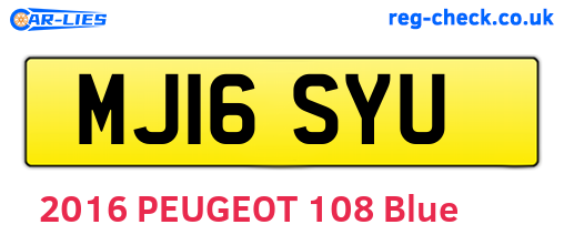 MJ16SYU are the vehicle registration plates.