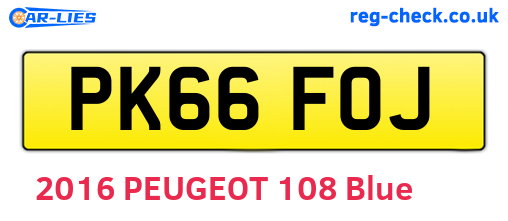 PK66FOJ are the vehicle registration plates.