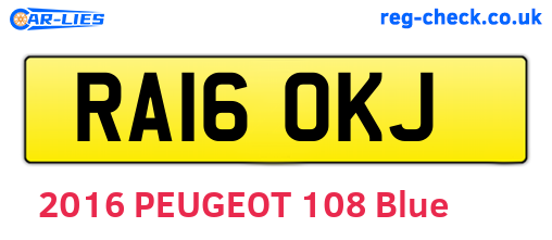 RA16OKJ are the vehicle registration plates.