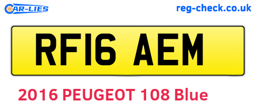 RF16AEM are the vehicle registration plates.